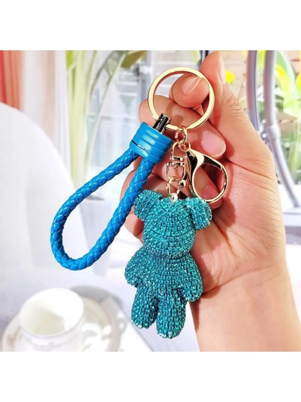 Charming Rhinestone Bear Keychain - Bling Pendant, Luxury Teddy Bear Accessory